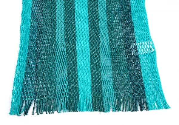イッセイミヤケISSEY MIYAKE A-POC INSIDE メッシュストライプVネックトップス ターコイズ2 K-117523_006