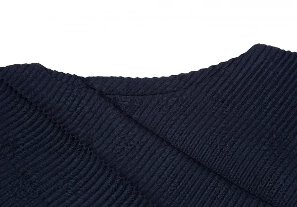 イッセイミヤケISSEY MIYAKE バイアスジグザグプリーツカットソー 紺2 K-117534_003