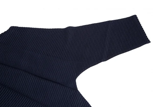 イッセイミヤケISSEY MIYAKE バイアスジグザグプリーツカットソー 紺2 K-117534_004