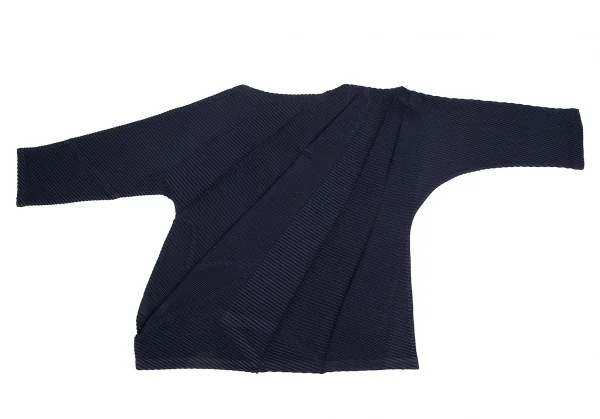 イッセイミヤケISSEY MIYAKE バイアスジグザグプリーツカットソー 紺2 K-117534_008