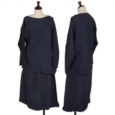 イッセイミヤケISSEY MIYAKE バイアスジグザグプリーツカットソーセットアップスーツ