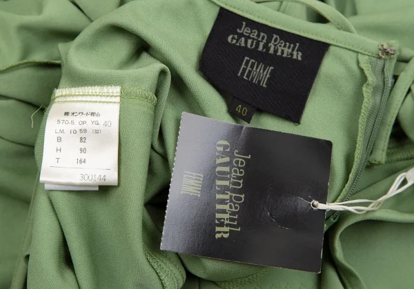 ジャンポールゴルチエ ファムJean Paul GAULTIER FEMME ギャザーコルセットキャミワンピース 緑40 K-117567_009