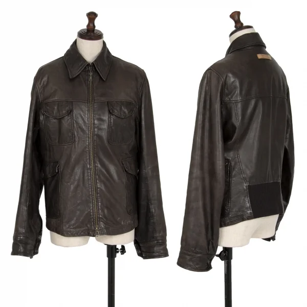 Jean's Paul GAULTIER Leather Zip Up Jacket Brown 42 K-117571_001
