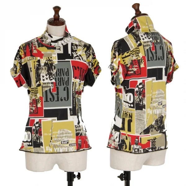 Jean-Paul GAULTIER PARIS Graphic Print Stretch High Neck T Shirt Multi-Color 40 K-117577_001