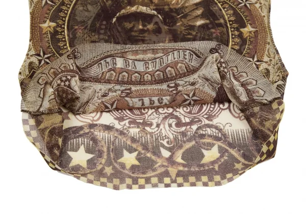 ジャンポールゴルチエJean Paul GAULTIER PARIS インディアンプリントパワーネットハイネックカットソー ベージュブラウン40 K-117579_010