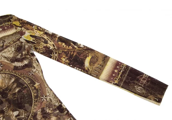 ジャンポールゴルチエJean Paul GAULTIER PARIS インディアンプリントパワーネットハイネックカットソー ベージュブラウン40 K-117579_005