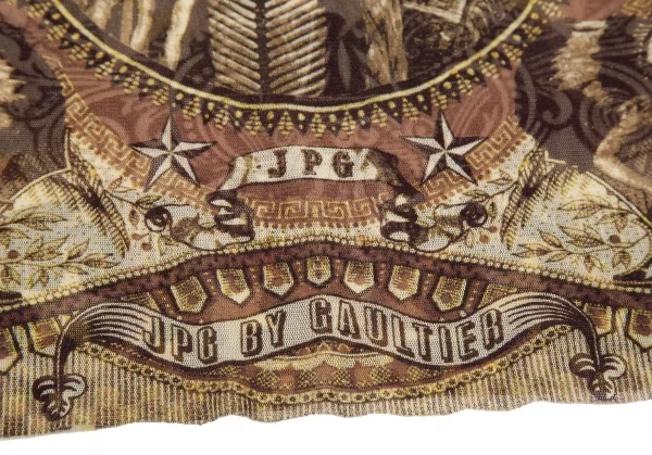 ジャンポールゴルチエJean Paul GAULTIER PARIS インディアンプリントパワーネットハイネックカットソー ベージュブラウン40 K-117579_009