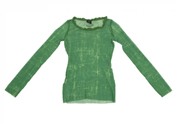 Jean-Paul GAULTIER FEMME Printed Neck Frill Mesh T Shirt K-117586_002