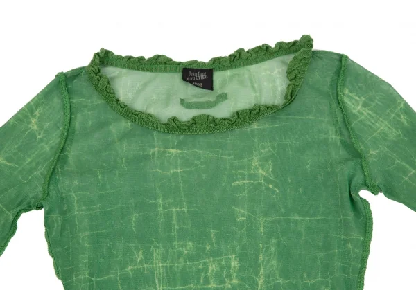 Jean-Paul GAULTIER FEMME Printed Neck Frill Mesh T Shirt K-117586_003