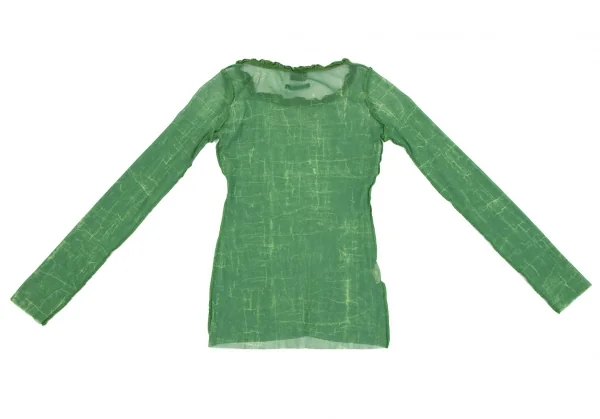 Jean-Paul GAULTIER FEMME Printed Neck Frill Mesh T Shirt K-117586_011