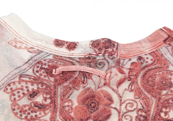 ジャンポールゴルチエ ファムJean Paul GAULTIER FEMME チャームエンブロイダリープリントパワーネットカットソー 赤白40 K-117589_015