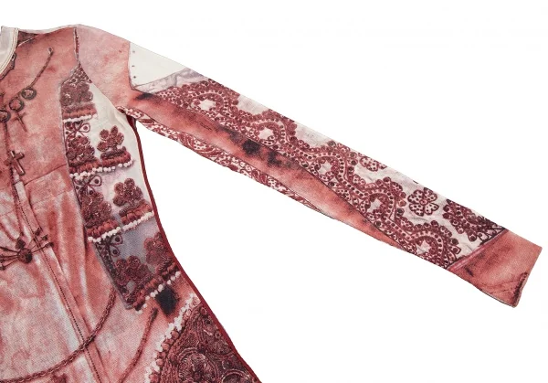 ジャンポールゴルチエ ファムJean Paul GAULTIER FEMME チャームエンブロイダリープリントパワーネットカットソー 赤白40 K-117589_006