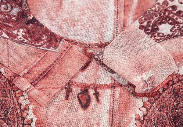 ジャンポールゴルチエ ファムJean Paul GAULTIER FEMME チャームエンブロイダリープリントパワーネットカットソー 赤白40 K-117589_007