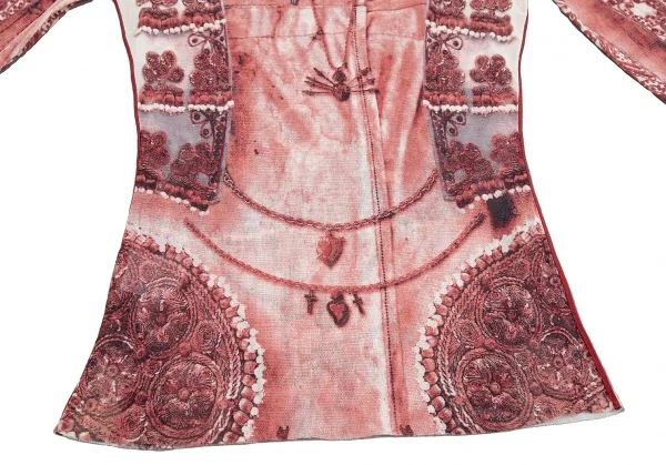 ジャンポールゴルチエ ファムJean Paul GAULTIER FEMME チャームエンブロイダリープリントパワーネットカットソー 赤白40 K-117589_008