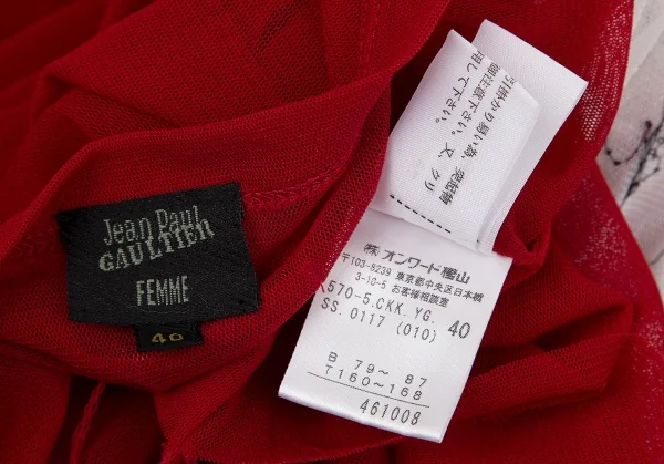 Jean-Paul GAULTIER FEMME Stitch Drawing Mesh T Shirt K-117590_016