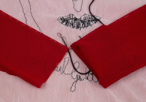 Jean-Paul GAULTIER FEMME Stitch Drawing Mesh T Shirt K-117590_006