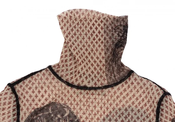 ジャンポールゴルチエ ファムJean Paul GAULTIER FEMME 小紋柄プリントパワーネットハイネックカットソー ベージュ40 K-117591_003