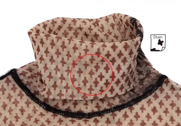 ジャンポールゴルチエ ファムJean Paul GAULTIER FEMME 小紋柄プリントパワーネットハイネックカットソー ベージュ40 K-117591_004