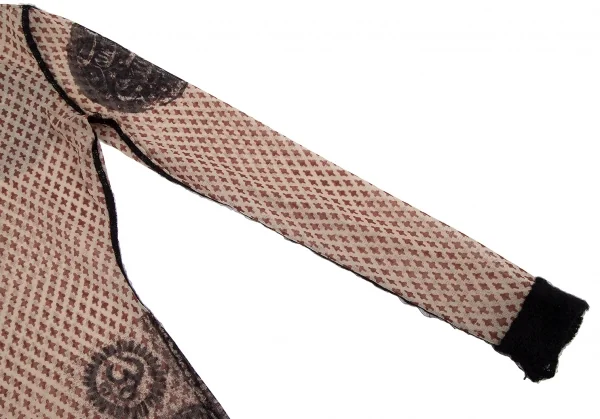 ジャンポールゴルチエ ファムJean Paul GAULTIER FEMME 小紋柄プリントパワーネットハイネックカットソー ベージュ40 K-117591_006