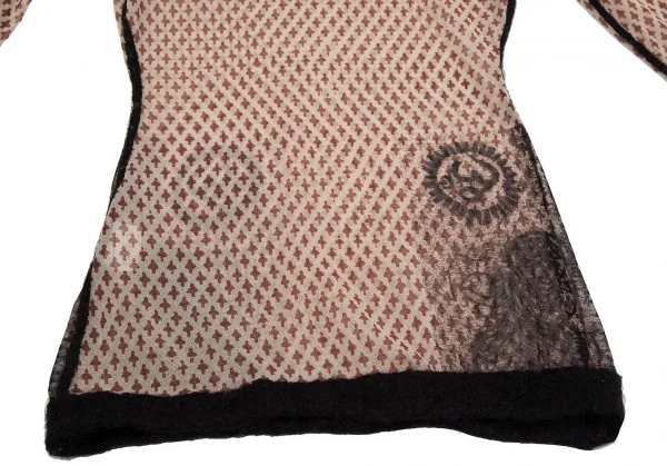 ジャンポールゴルチエ ファムJean Paul GAULTIER FEMME 小紋柄プリントパワーネットハイネックカットソー ベージュ40 K-117591_008