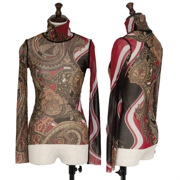 ジャンポールゴルチエ ファムJean Paul GAULTIER FEMME ペイズリープリントパワーネットハイネックカットソー マルチ40 K-117592_001