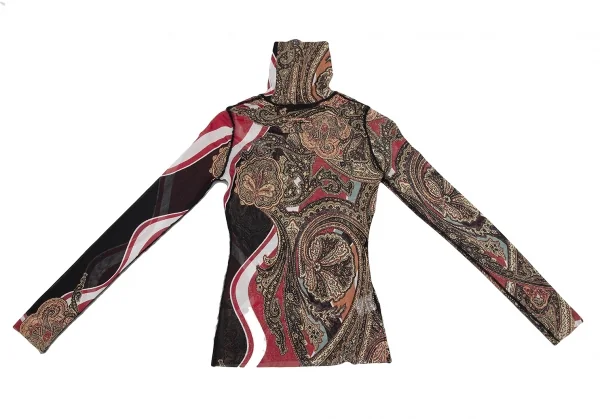 ジャンポールゴルチエ ファムJean Paul GAULTIER FEMME ペイズリープリントパワーネットハイネックカットソー マルチ40 K-117592_011