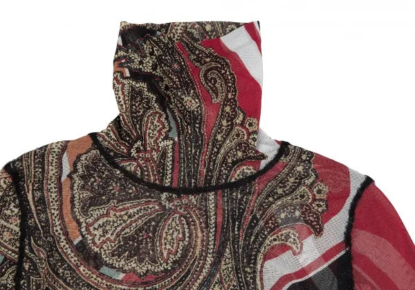 ジャンポールゴルチエ ファムJean Paul GAULTIER FEMME ペイズリープリントパワーネットハイネックカットソー マルチ40 K-117592_003