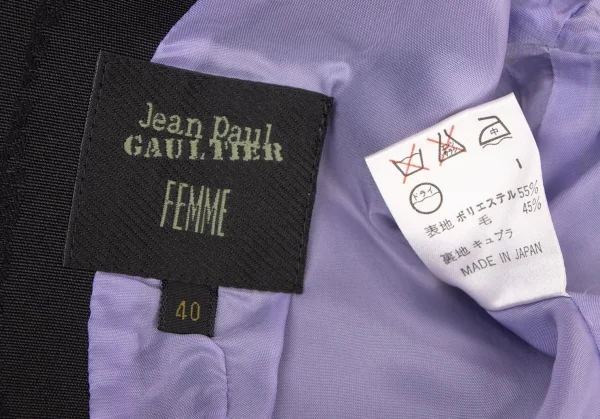 ジャンポールゴルチエ ファムJean Paul GAULTIER FEMME ラインジャガードギボシボタンジャケット 黒40 K-117603_016
