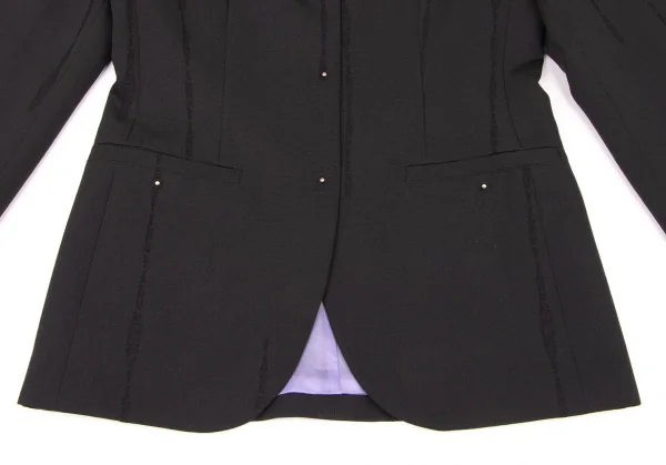 ジャンポールゴルチエ ファムJean Paul GAULTIER FEMME ラインジャガードギボシボタンジャケット 黒40 K-117603_005