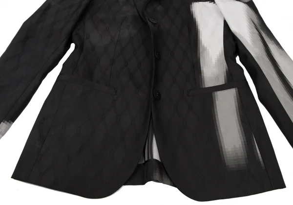 ジャンポールゴルチエ ファムJean Paul GAULTIER FEMME モザイクグラフィックダイヤジャガードジャケット 黒40 K-117606_011