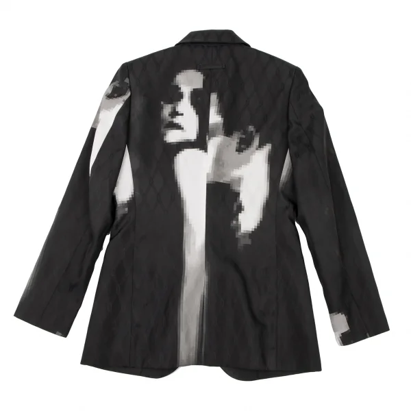 ジャンポールゴルチエ ファムJean Paul GAULTIER FEMME モザイクグラフィックダイヤジャガードジャケット 黒40 K-117606_014