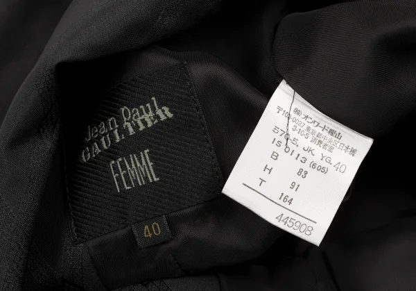 ジャンポールゴルチエ ファムJean Paul GAULTIER FEMME モザイクグラフィックダイヤジャガードジャケット 黒40 K-117606_019