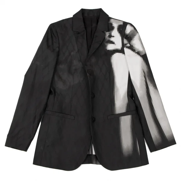 ジャンポールゴルチエ ファムJean Paul GAULTIER FEMME モザイクグラフィックダイヤジャガードジャケット 黒40 K-117606_002