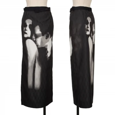 ジャンポールゴルチエ ファムJean Paul GAULTIER FEMME モザイクグラフィックダイヤジャガードラップスカート