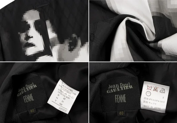ジャンポールゴルチエ ファムJean Paul GAULTIER FEMME モザイクグラフィックダイヤジャガードセットアップスーツ 黒40 K-117608_011