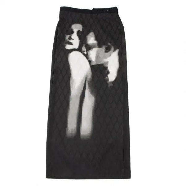 ジャンポールゴルチエ ファムJean Paul GAULTIER FEMME モザイクグラフィックダイヤジャガードセットアップスーツ 黒40 K-117608_012