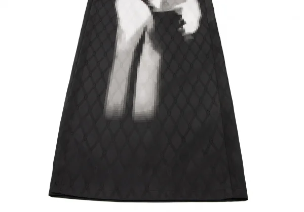 ジャンポールゴルチエ ファムJean Paul GAULTIER FEMME モザイクグラフィックダイヤジャガードセットアップスーツ 黒40 K-117608_014