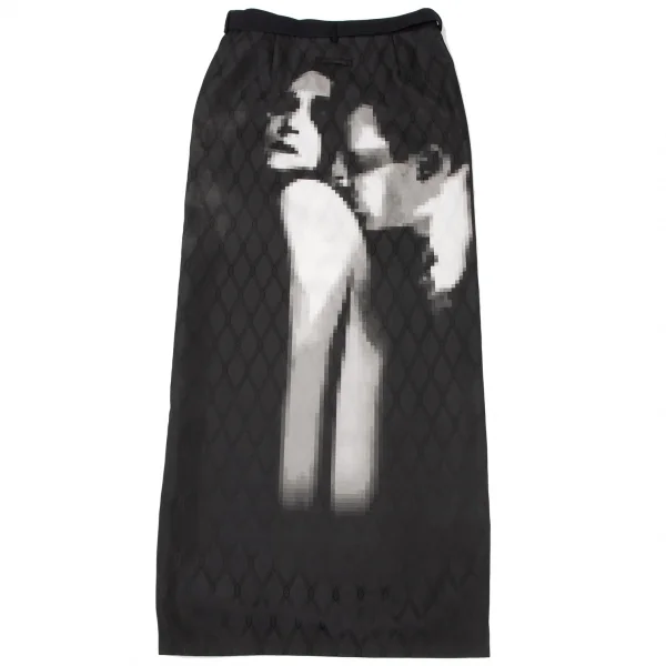 ジャンポールゴルチエ ファムJean Paul GAULTIER FEMME モザイクグラフィックダイヤジャガードセットアップスーツ 黒40 K-117608_019