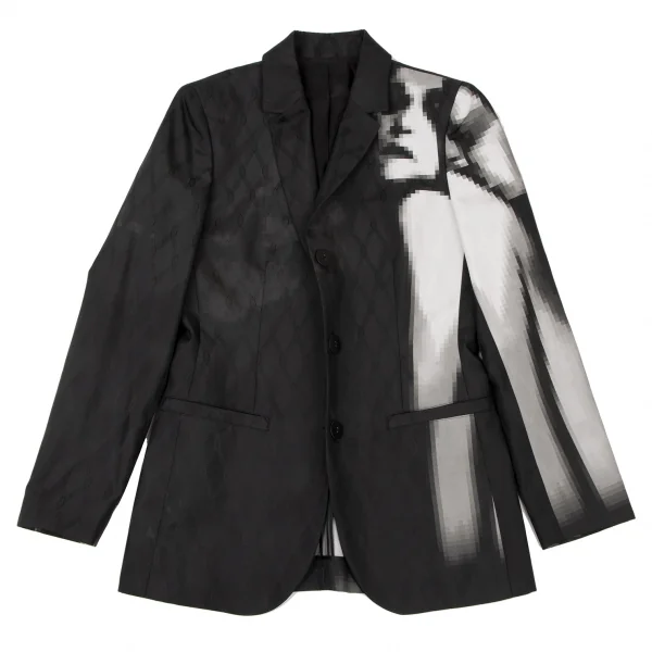 ジャンポールゴルチエ ファムJean Paul GAULTIER FEMME モザイクグラフィックダイヤジャガードセットアップスーツ 黒40 K-117608_003