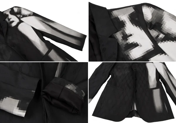 ジャンポールゴルチエ ファムJean Paul GAULTIER FEMME モザイクグラフィックダイヤジャガードセットアップスーツ 黒40 K-117608_006
