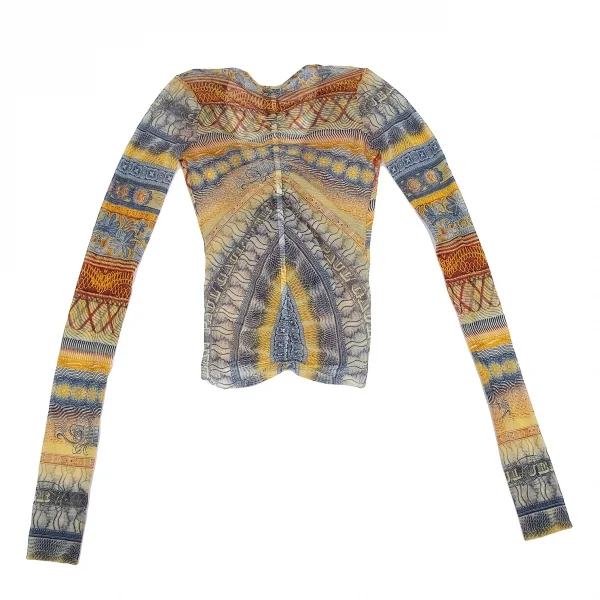 ジャンポールゴルチエ ソレイユJean Paul GAULTIER SOLEIL サイケデリックプリントパワーネットギャザーカーディガン マルチS K-117618_010