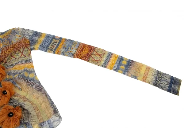 ジャンポールゴルチエ ソレイユJean Paul GAULTIER SOLEIL サイケデリックプリントパワーネットギャザーカーディガン マルチS K-117618_005