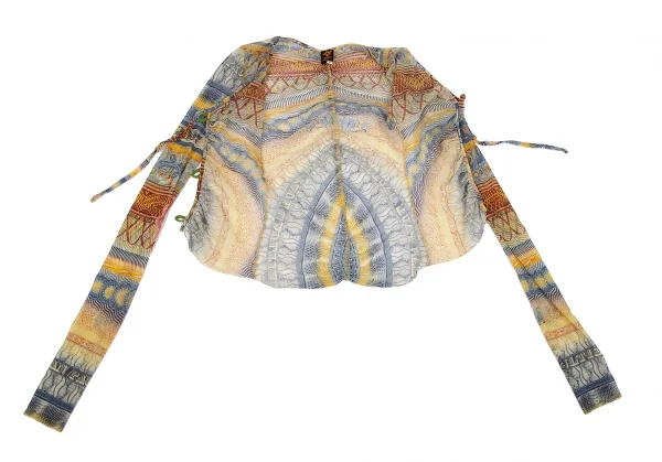 ジャンポールゴルチエ ソレイユJean Paul GAULTIER SOLEIL サイケデリックプリントパワーネットギャザーカーディガン マルチS K-117618_009