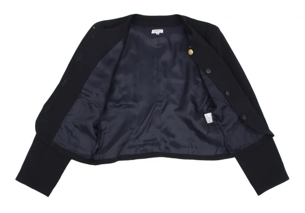 フォクシーFOXEY 金ボタンウールノーカラージャケット 紺42 K-117635_013