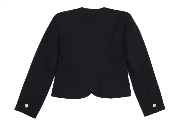 フォクシーFOXEY 金ボタンウールノーカラージャケット 紺42 K-117635_014