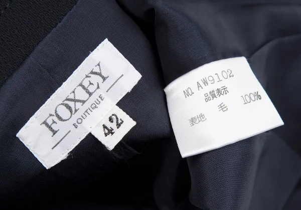 フォクシーFOXEY 金ボタンウールノーカラージャケット 紺42 K-117635_016