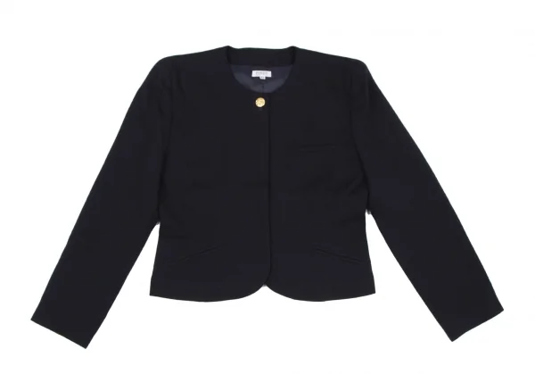 フォクシーFOXEY 金ボタンウールノーカラージャケット 紺42 K-117635_002