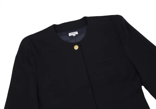 フォクシーFOXEY 金ボタンウールノーカラージャケット 紺42 K-117635_003