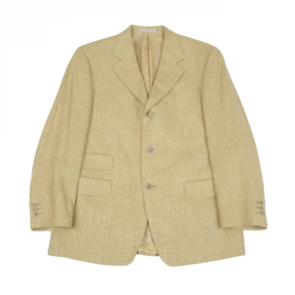 エルメネジルドゼニアErmenegildo Zegna シルクウールツイード3Bジャケット 黄50 K-117641_001