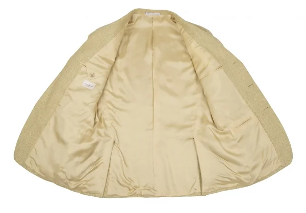 エルメネジルドゼニアErmenegildo Zegna シルクウールツイード3Bジャケット 黄50 K-117641_010
